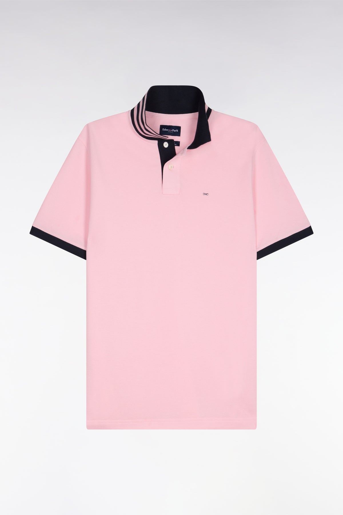Eden Park Polo Shirt with Contrast Collar - Pink