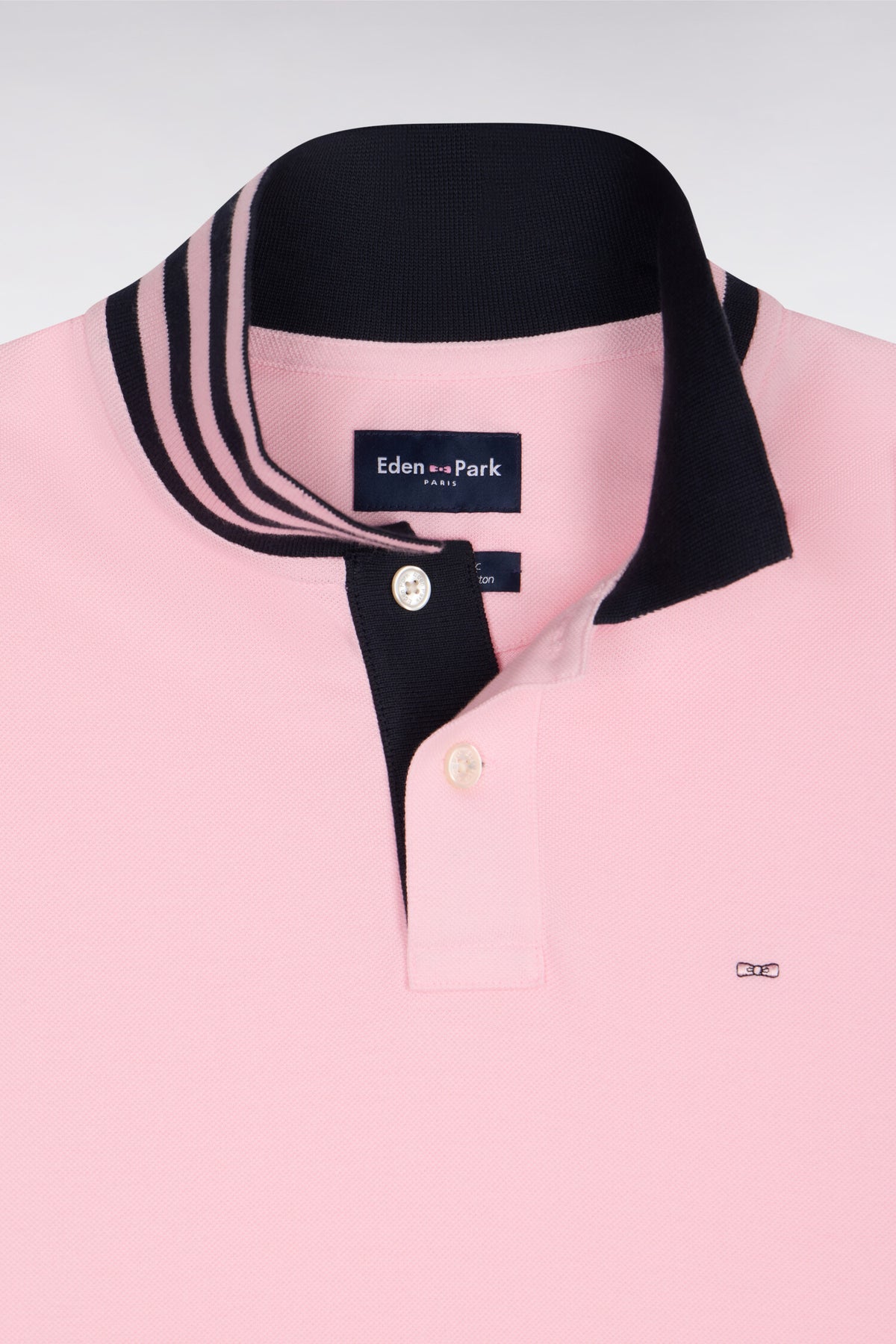 Eden Park Polo Shirt with Contrast Collar - Pink