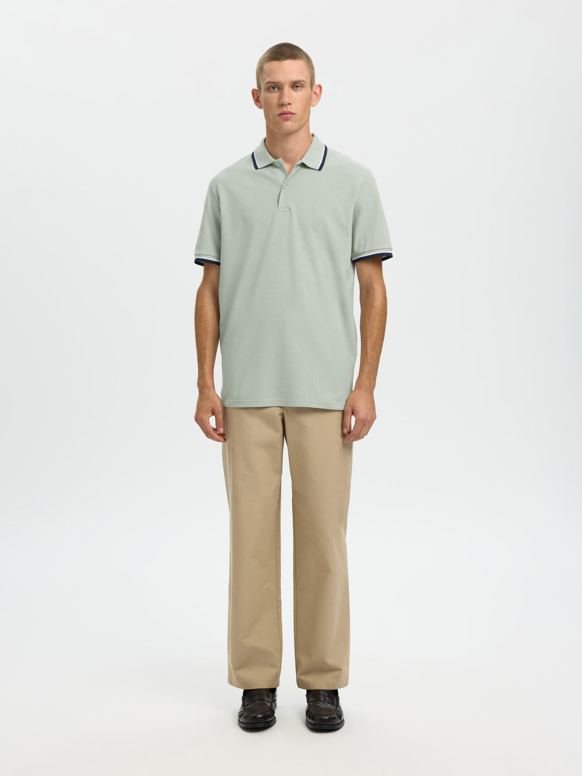 Selected Homme Atlas Sport SS Polo - Aqua Grey