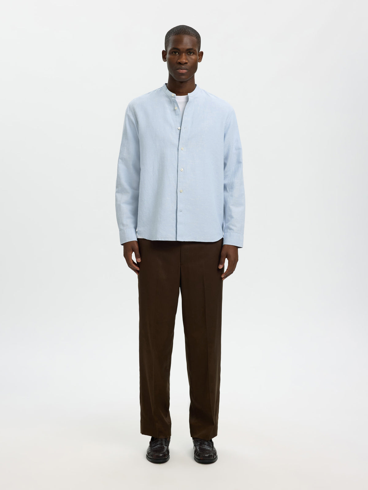 Selected Homme Linen Blend Casual Shirt - DUSTY Blue