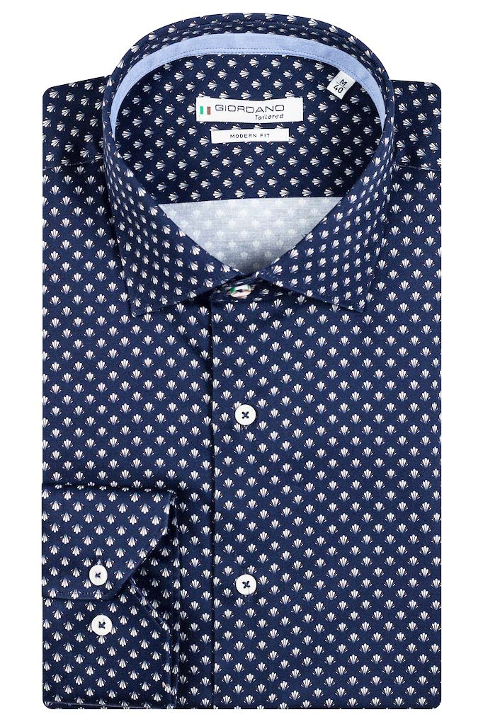 Giordano 'Maggiore' Long Sleeved Modern Fit Printed Shirt - Navy