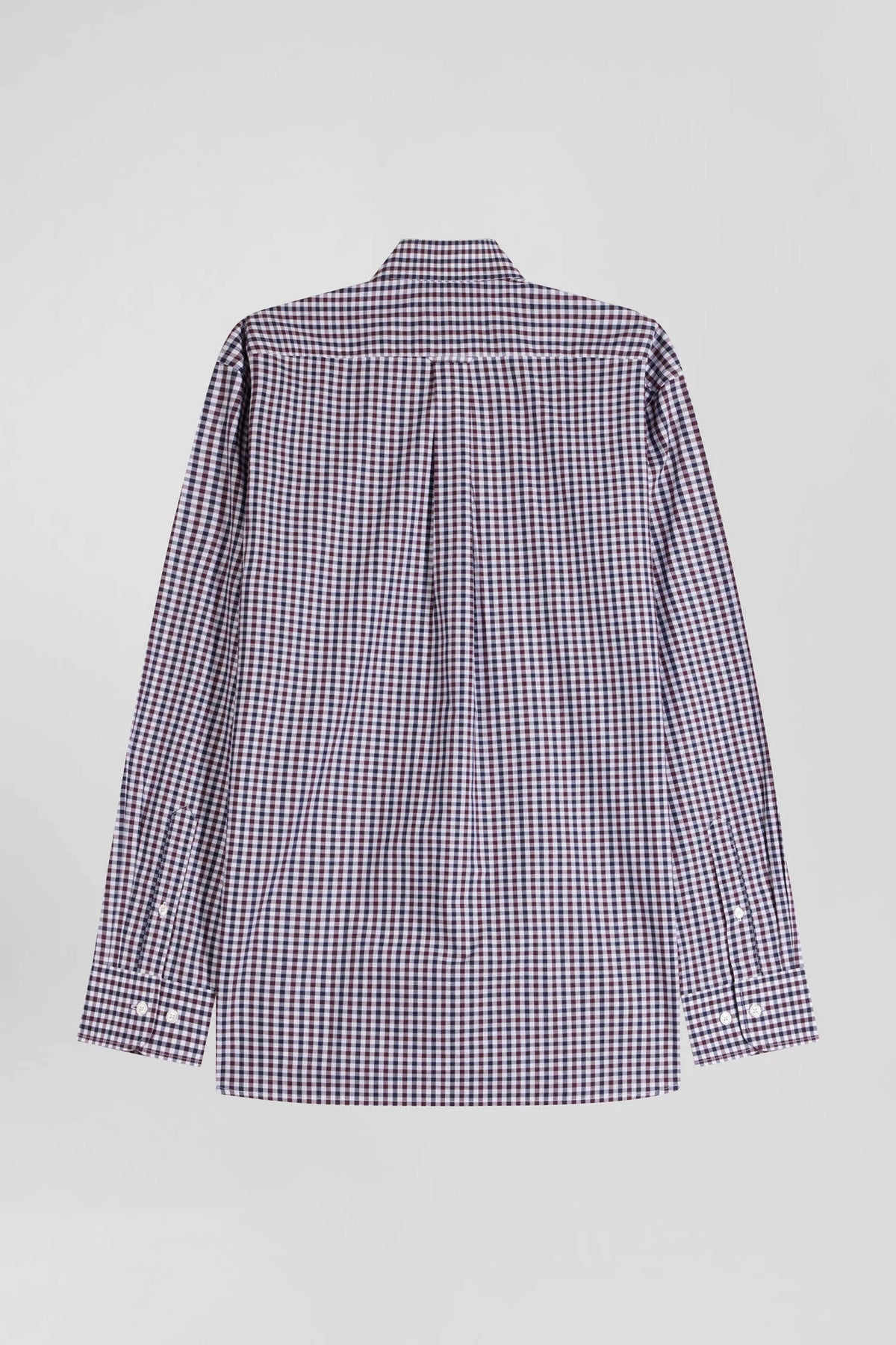 Eden Park Regular Checked Cotton Poplin Shirt - Burgundy / White