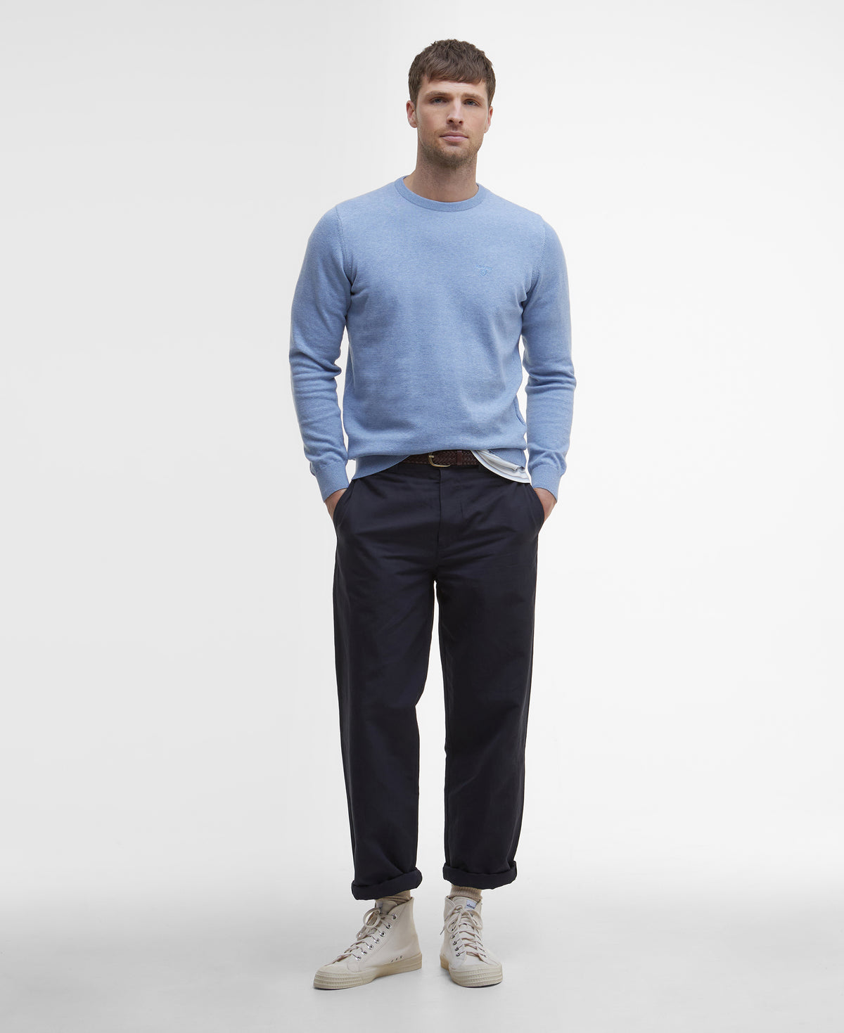 Barbour Pima Cotton Crew Neck Sweater - Dark Chambray