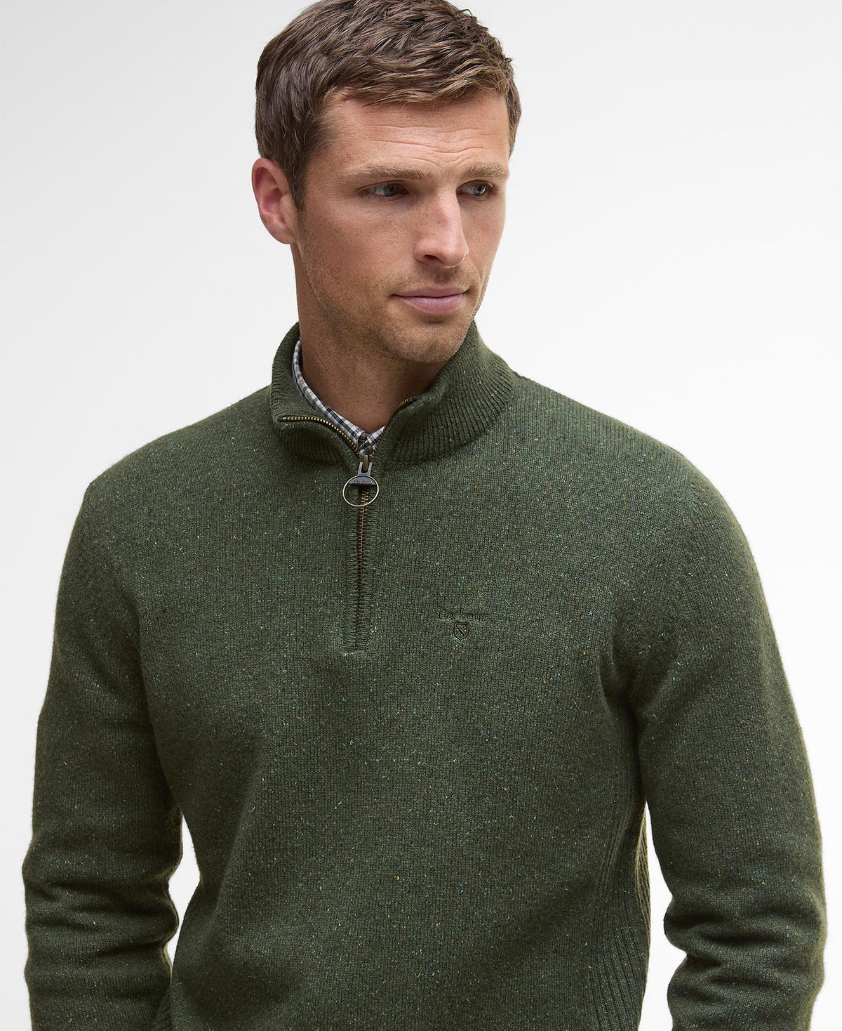 Barbour Essential Tisbury Half Zip Knitted Jumper - Green