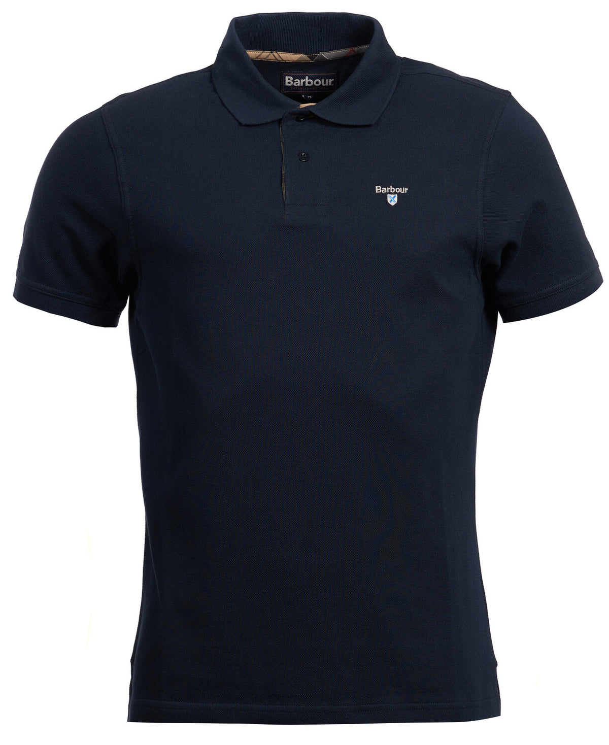 Barbour Tartan Placket Cotton Polo Shirt - Navy