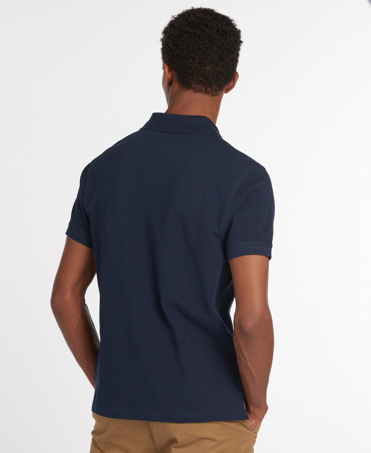 Barbour Tartan Placket Cotton Polo Shirt - Navy
