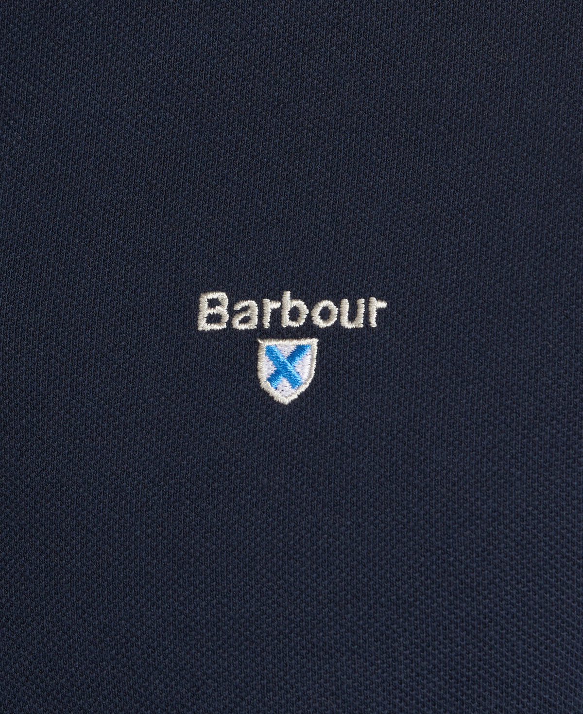 Barbour Tartan Placket Cotton Polo Shirt - Navy