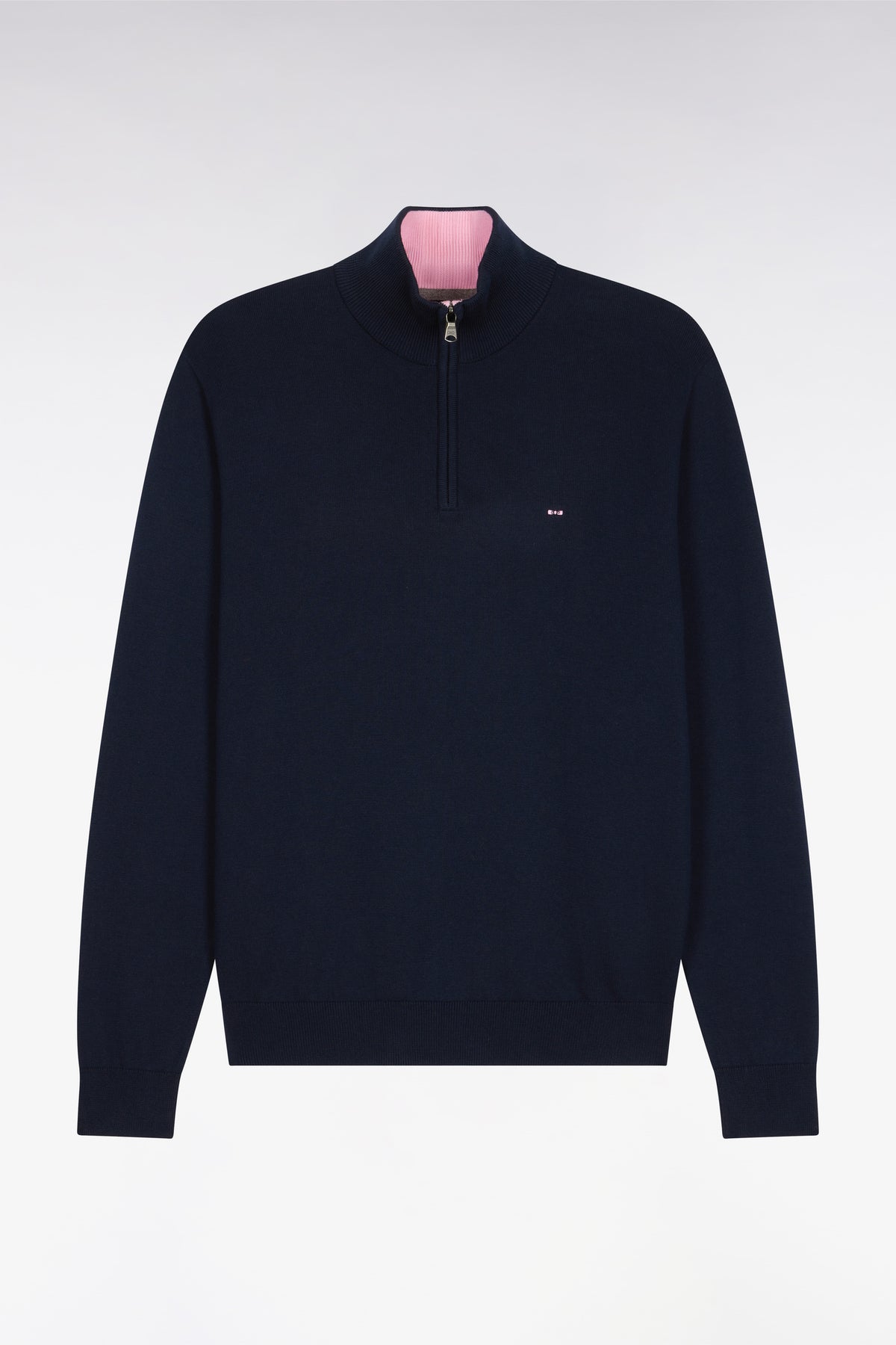 Eden Park Cotton Zip Neck Trucker Knit - Navy