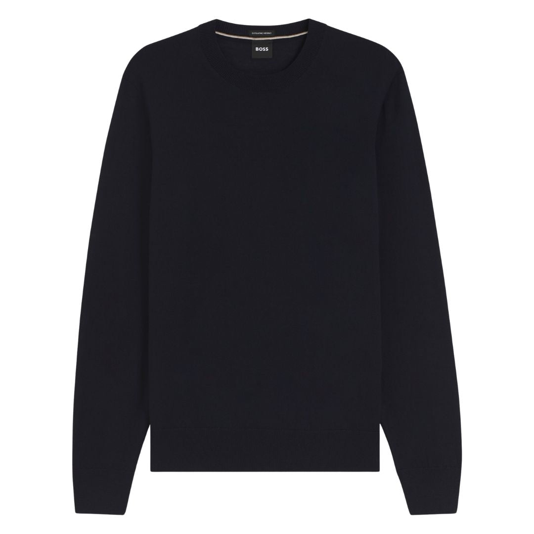 Boss Black H-Leno Merino-wool sweater in a regular fit Dk Blue