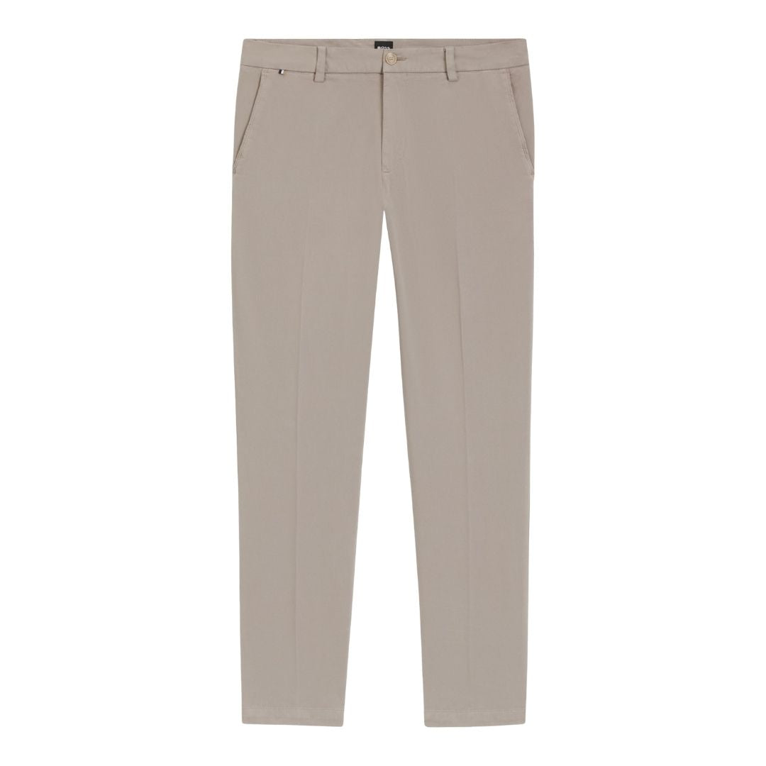 Boss Modern-fit trousers in stretch-cotton gabardine - Beige