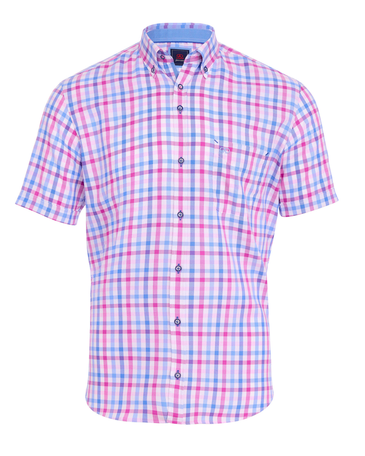Andre Dee Short Sleeve Casual Check Shirt - Pink