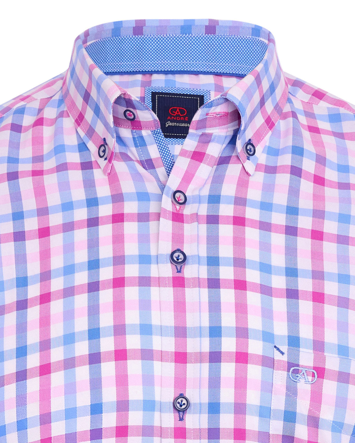 Andre Dee Short Sleeve Casual Check Shirt - Pink