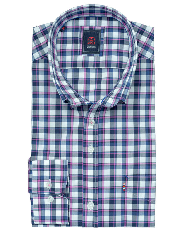 Andre 'Sheelin' Casual Shirt - Navy / Pink / Orchid
