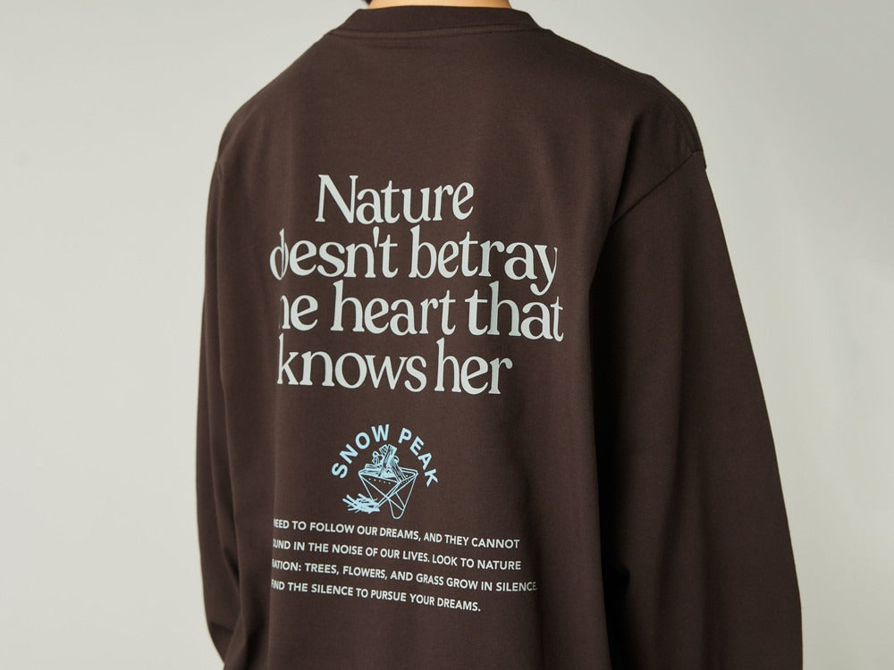 Snow Peak 'Living With Nature' Long Sleeved T-Shirt - Brown