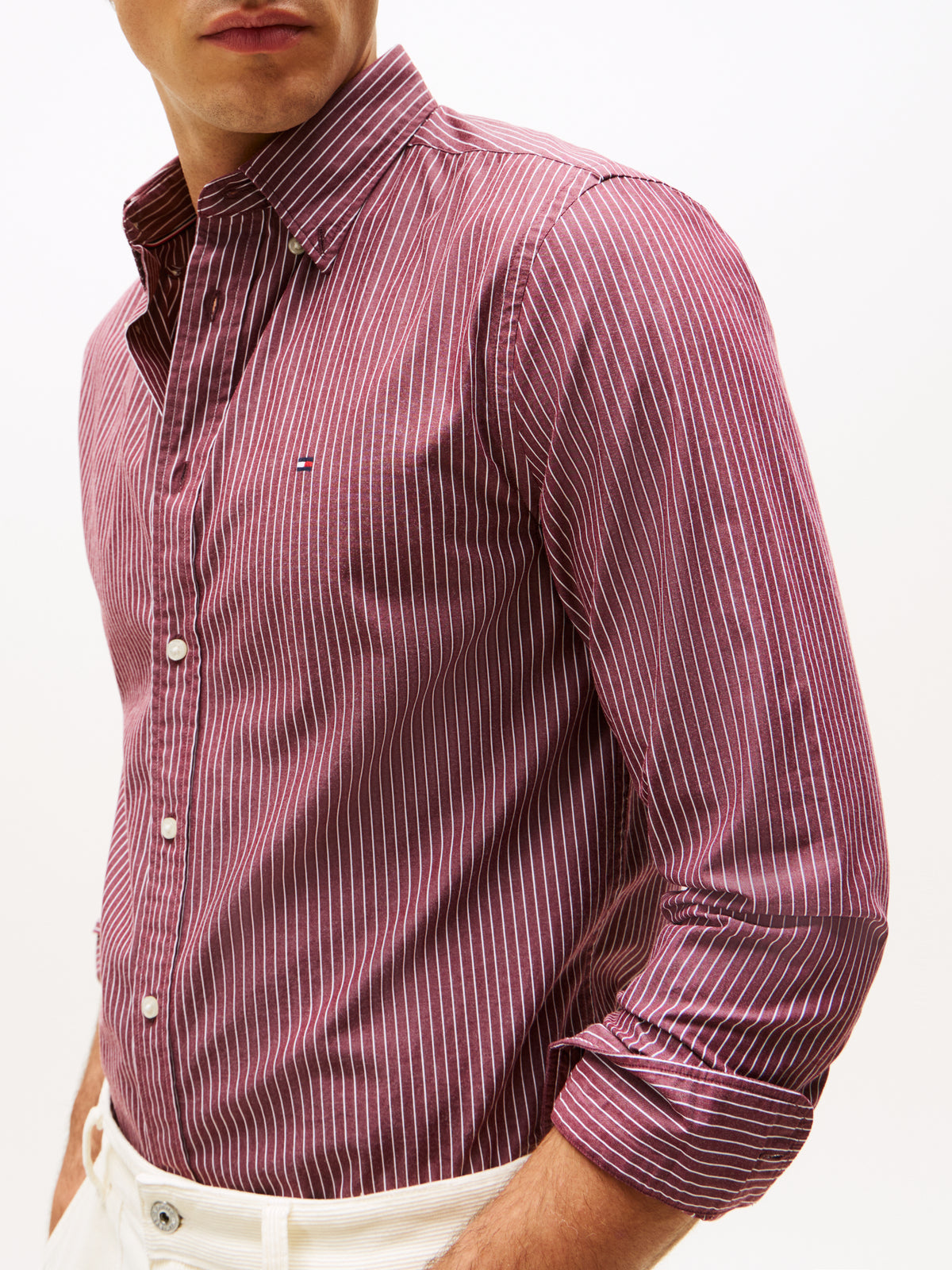 Tommy Hilfiger Core Hairline Poplin Shirt - Red