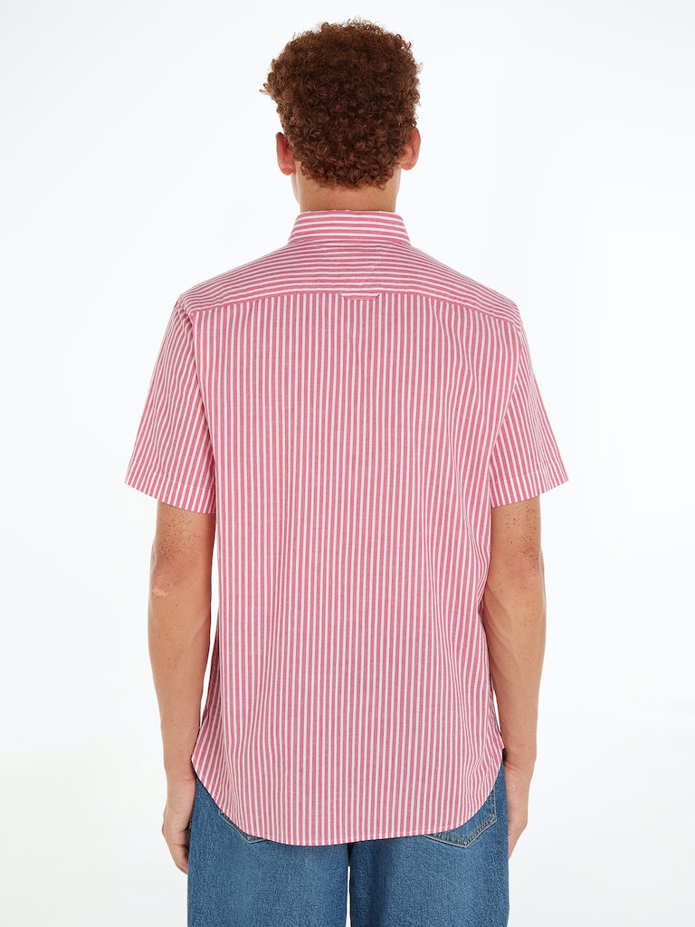Tommy Hilfiger Stripe Regular Fit Short Sleeve Shirt - Pink