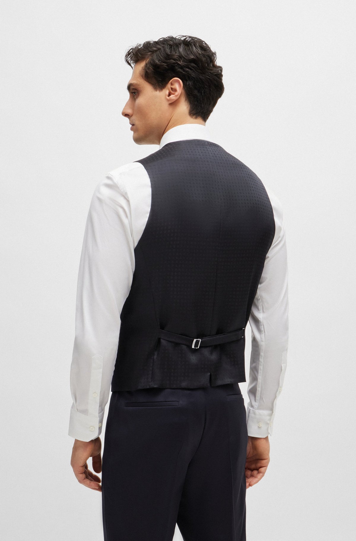Boss Slim-Fit Waistcoat in Virgin-Wool Serge - Navy