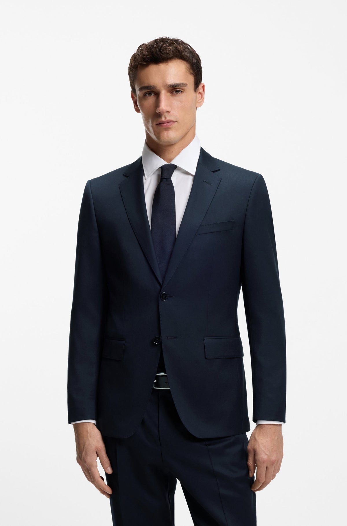 Boss Slim-fit suit jacket in virgin-wool serge - Blue