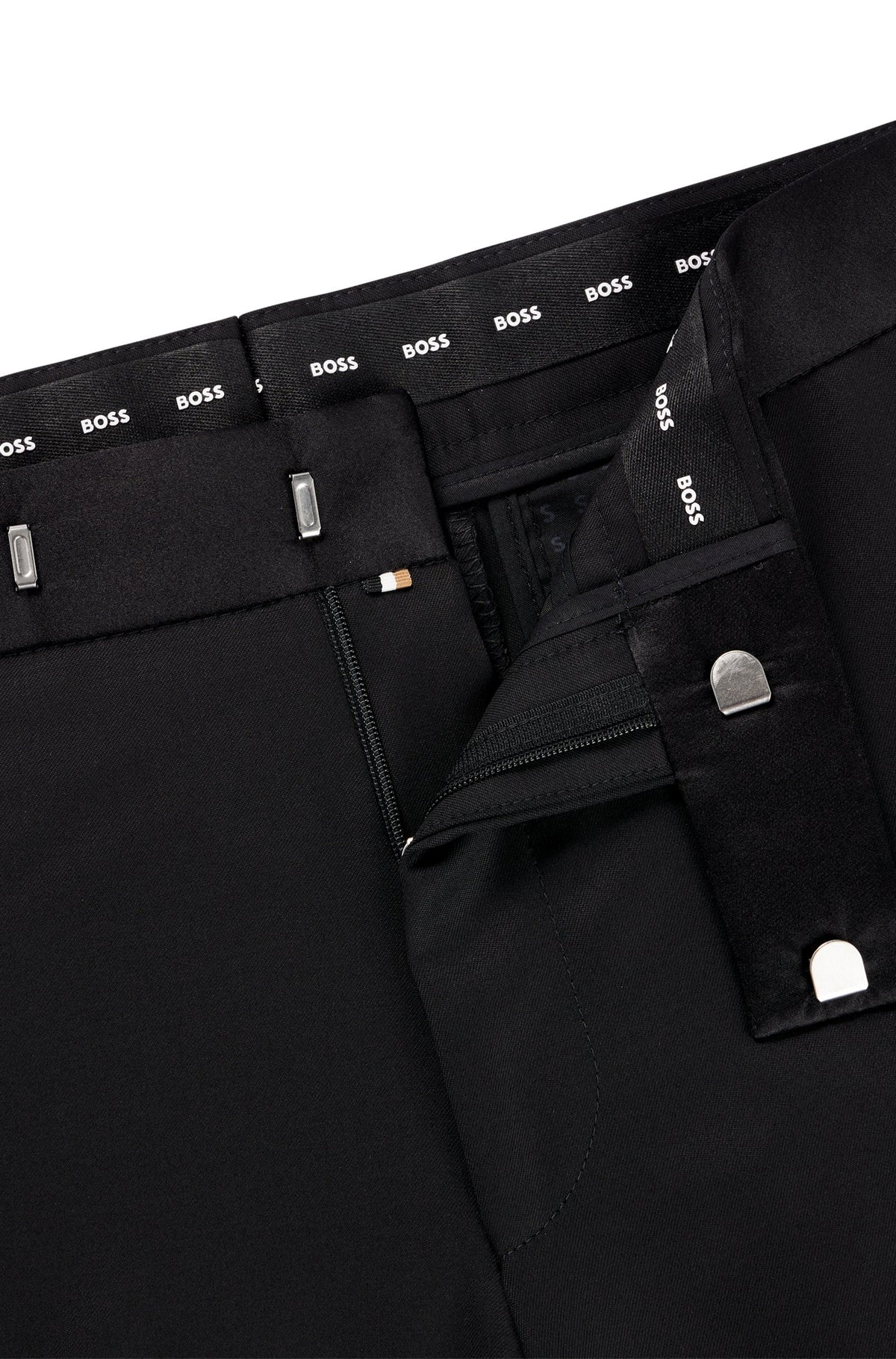 Boss Slim-fit Virgin Wool Tuxedo Trousers - Black