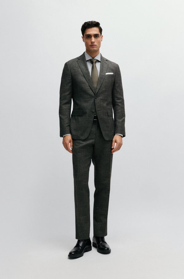 Boss Patterned Wool Blend Slim-Fit Jacket - Green
