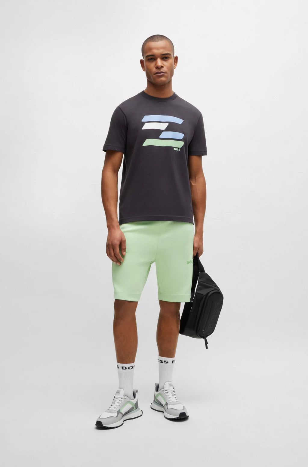Boss 3D Logo Cotton-Blend Tracksuit Shorts - Green