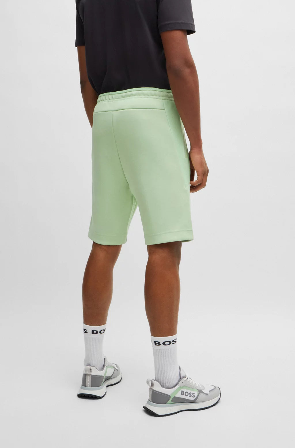Boss 3D Logo Cotton-Blend Tracksuit Shorts - Green