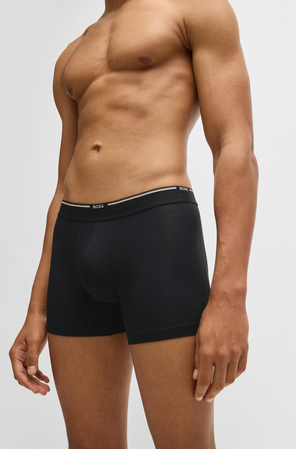 Boss Three-pack of stretch-jersey boxer briefs with logos - Black