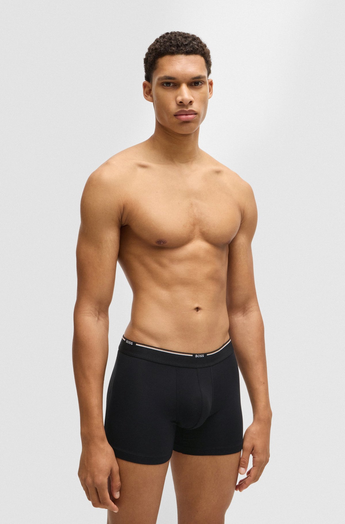 Boss Three-pack of stretch-jersey boxer briefs with logos - Black
