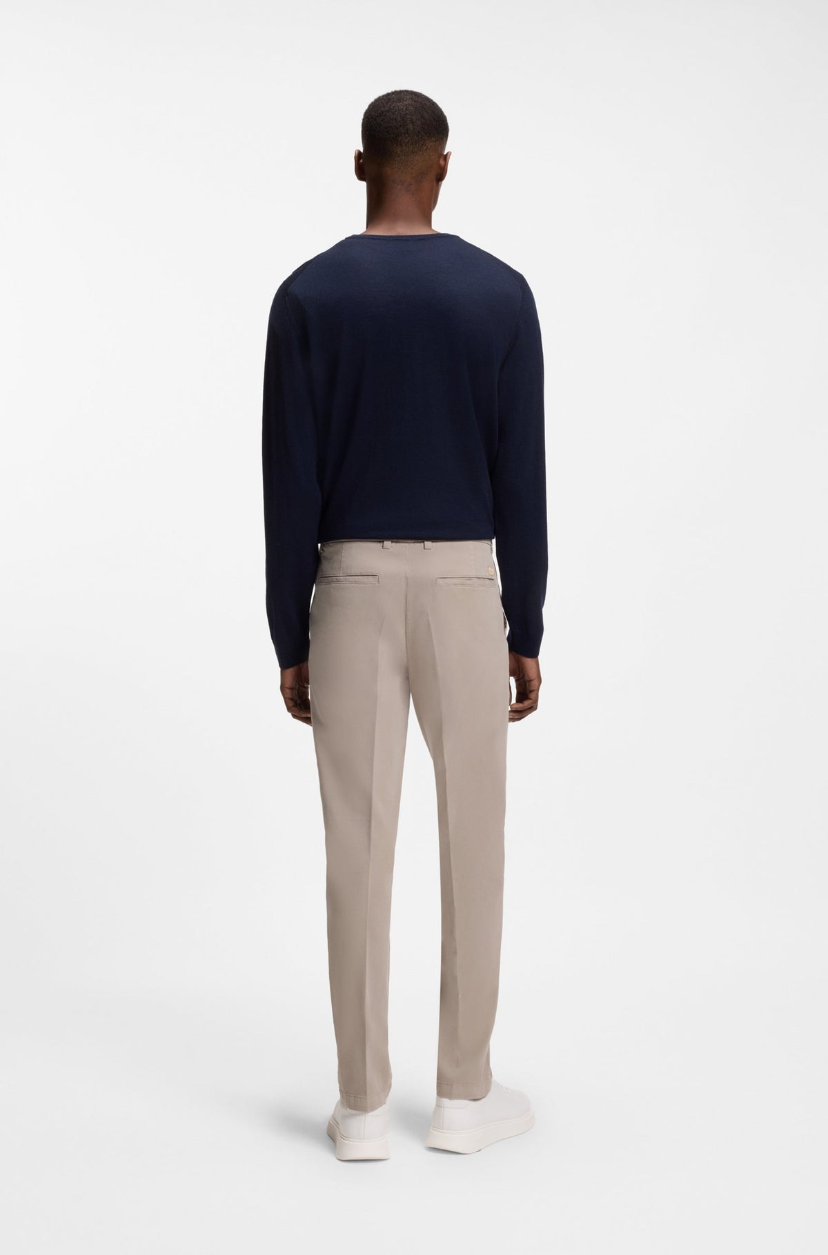 Boss Modern-fit trousers in stretch-cotton gabardine - Beige