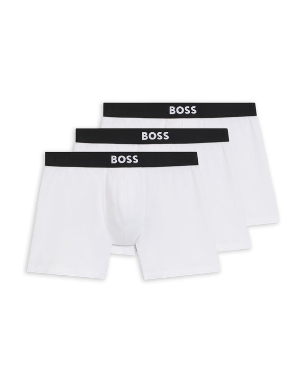 Boss Three-pack of boxer briefs in stretch cotton - White