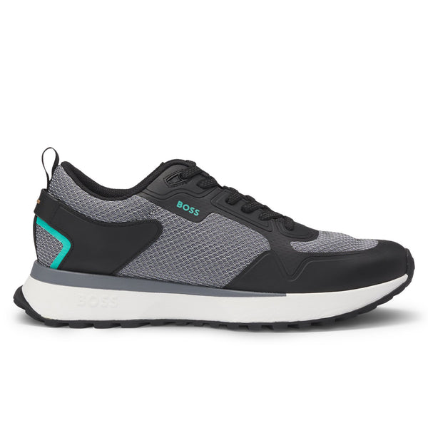Boss mixed-material trainers with mesh details and branding - Grey