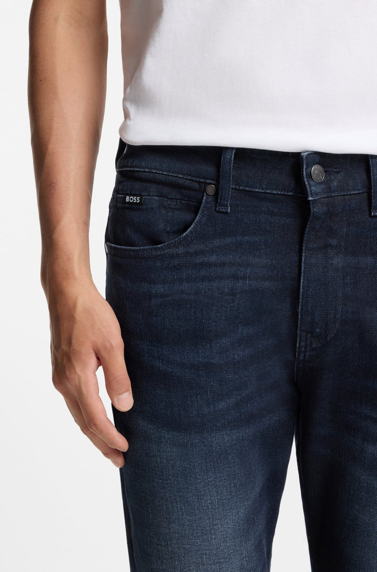 Boss  Delaware slim-fit jeans in dark-blue stretch denim - Blue