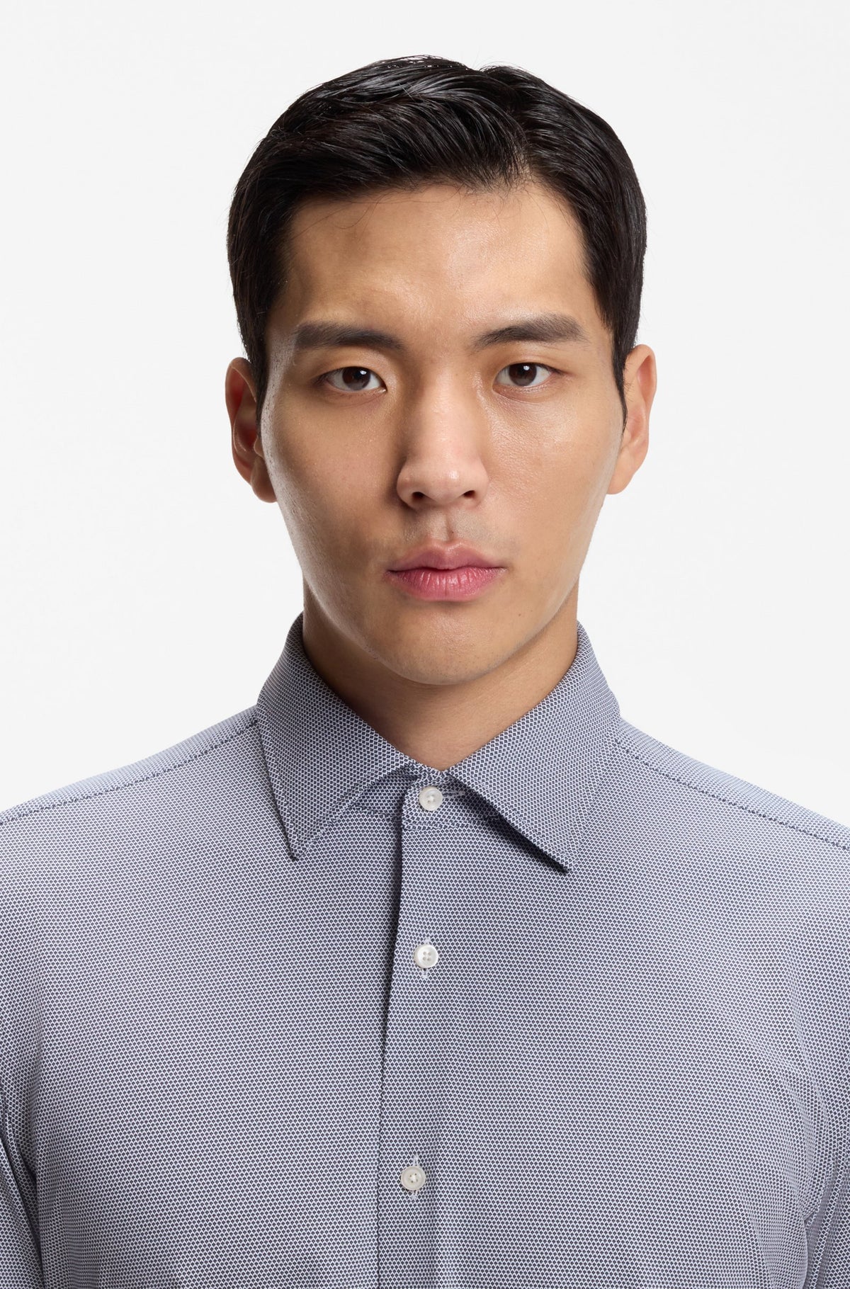 Boss Slim-fit shirt in structured performance-stretch fabric - Navy