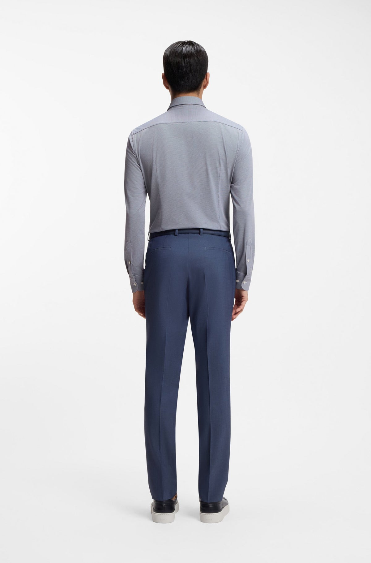 Boss Slim-fit shirt in structured performance-stretch fabric - Navy