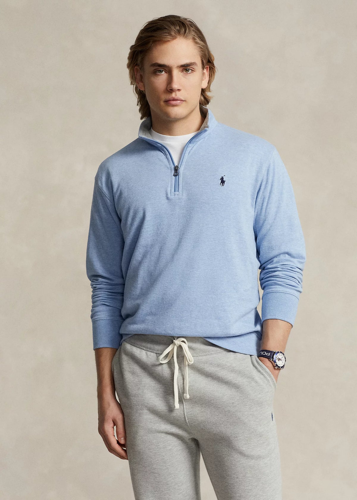 Polo Ralph Lauren Luxury Jersey Quarter-Zip Pullover - Blue