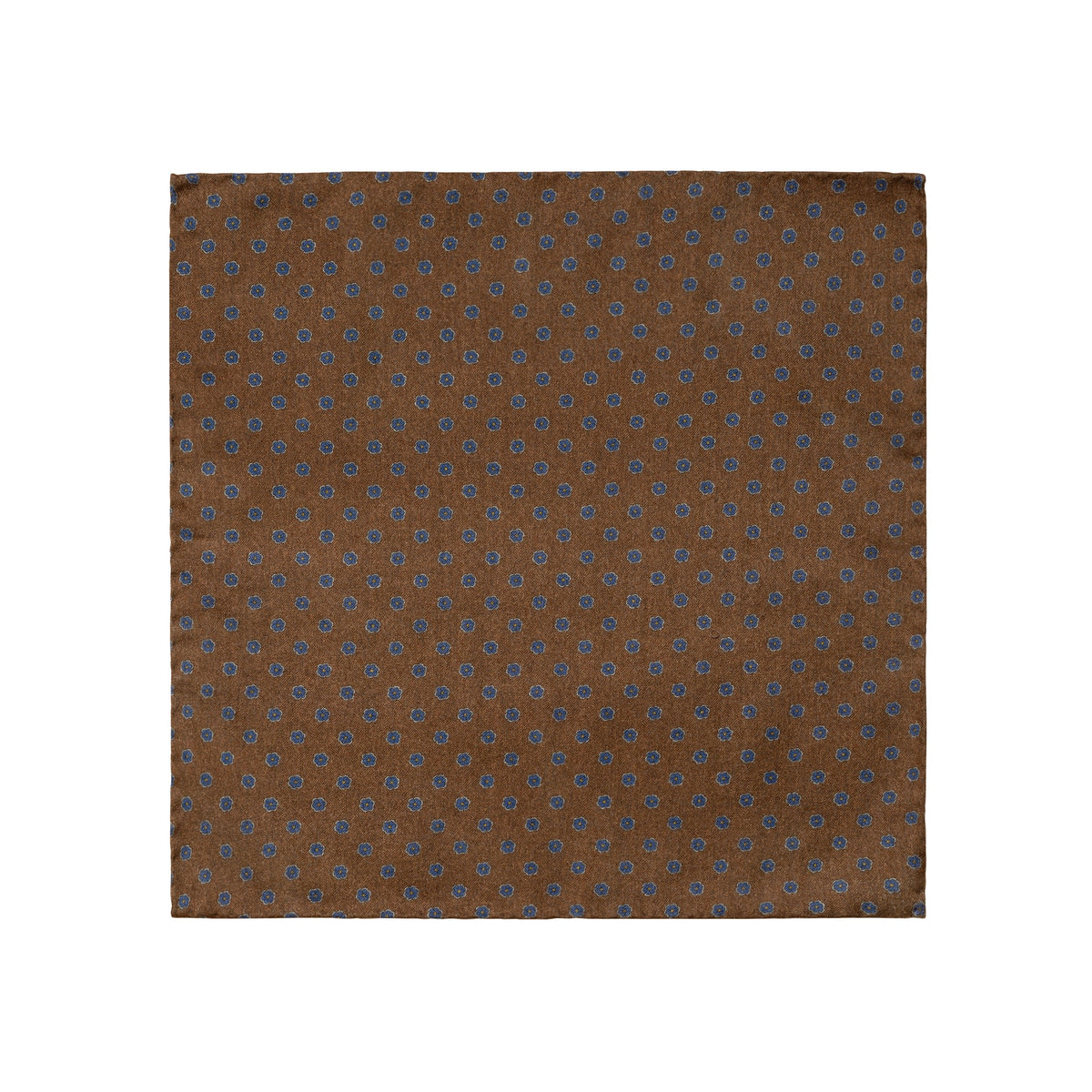 Eton Paisley Print / Floral Print Wool Pocket Square - Navy