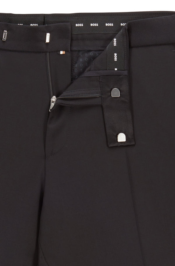 Boss Slim-fit Virgin-wool Tuxedo Trousers - Black